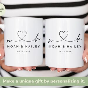 Personalized Mr & Mrs Coffee Mugs, Husband and Wife Mugs, Mr and Mrs Mug, Custom Mr Mrs Coffee Mugs, New Bride and Groom Set - (MUG-2 Heart) image 9