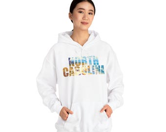 Sudadera unisex con capucha y mezcla pesada de North Carolina Beach
