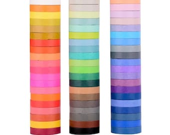 60 Stuks Effen Kleur Washi Tape Set Regenboog Afplakband Dagboek Plakboek Decoratieve Plakband Sticker Cadeauverpakking Washi Tape