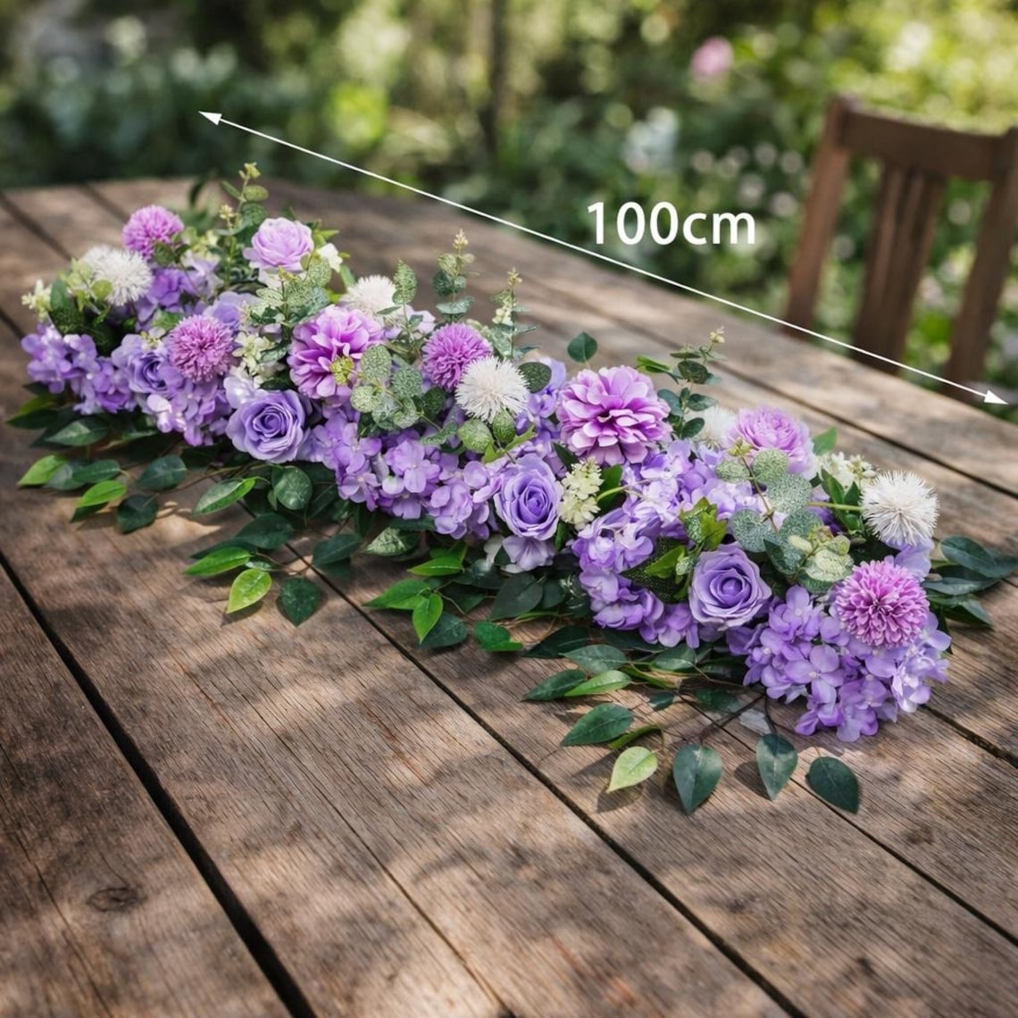 White Roses Row 100cm Luxury White Pink Rose Flower Row | Artificial Wedding ...