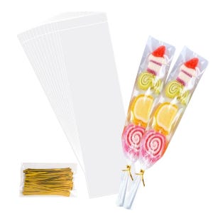 50/100pcs Clear Self-Adhesive Cellophane Bags | Candy Cookie Biscuit Sweet Packaging Bags | Birthday Party Decor Supplies