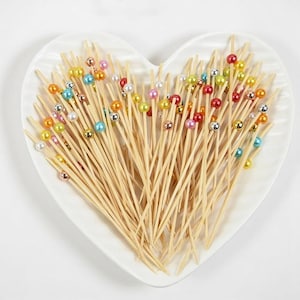 100 Unitu00e9s - 9 Cm] Brochettes En Bois De Bambou Pour Cocktails, Grillades, Apu00e9ritifs, Fruits Et Sandwichs