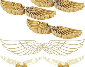 50pcs Wizard Theme Cupcake Toppers | Golden Glitter Wings for Baby Shower Birthday Party Decor