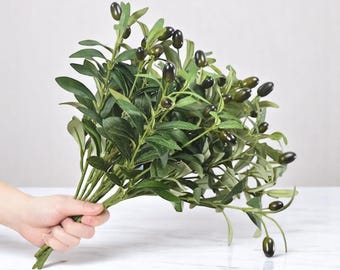 1/3PCS Artificial Olive Tree Branch with Fruit | Faux Greenery Stems for Home Vase Wedding Garden Decor
