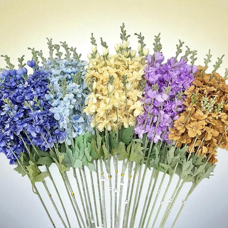 6 Rami Di Fiori Artificiali Delphinium Viola | Altezza 85cm Con 23 Capolini | Seta Realistica Per Decorazioni Fai Da Te, Matrimoni, Casa - 2