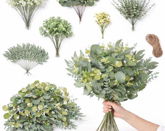 20 / 25PCS Artificial Mixed Eucalyptus Stems | Faux Greenery Leaves for DIY Bouquet, Floral Arrangement, Wedding & Home Decor