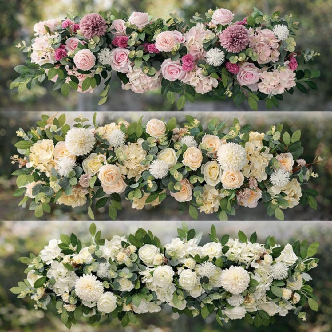 100cm Luxury White Pink Rose Flower Row | Artificial Wedding ...