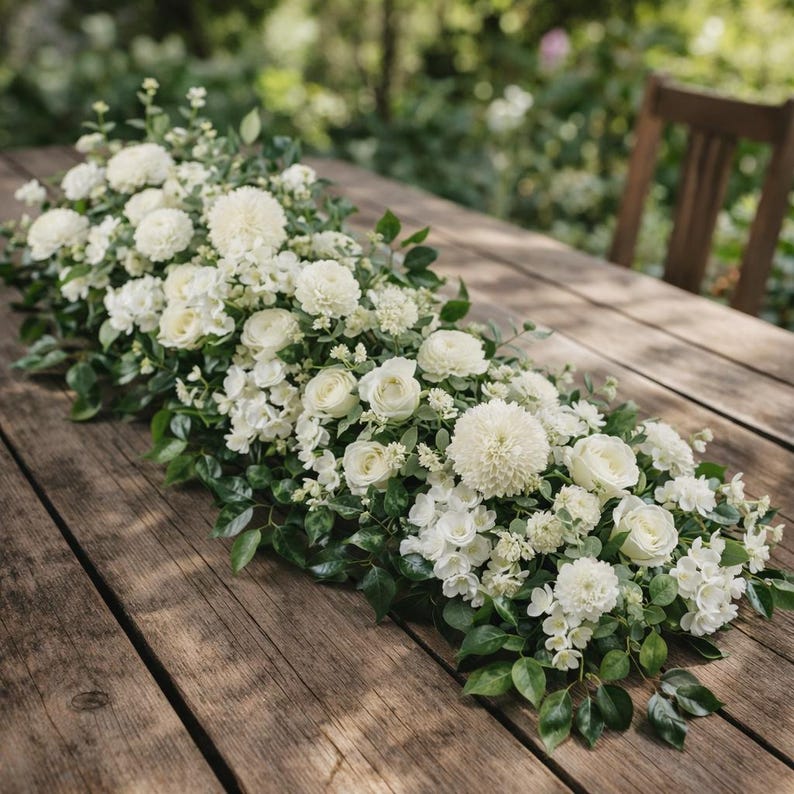 100cm Luxury White Pink Rose Flower Row | Artificial Wedding ...