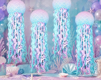 Mermaid Jellyfish Paper Lanterns, Under the Sea Party Decorations, Ocean Birthday Hanging Decor, Mermaid Baby Shower, Wedding Party