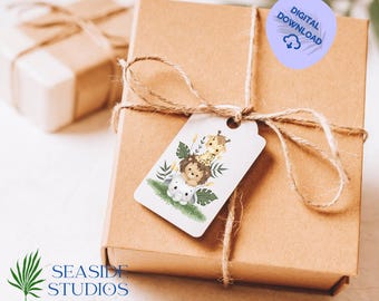 Label babycadeau, label babyshower, babymeisje jongen, genderneutraal digitaal blanco cadeaulabel, babydier