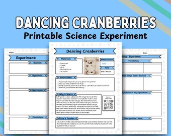 Dancing Cranberry Science Experiment Printable Worksheet