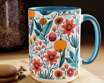 Tasse à café florale PERSONNALISÉE