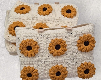 Sunflower Crochet Book Cover, E - Reader & Tablet Sleeve