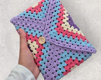 Handmade Crochet Book Sleeve - Colorful Cotton Book Cover with Button