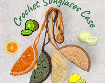 Handmade Crochet Fruit Slice Sunglasses Case - with Wrist Strap