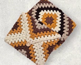 Crochet Book Sleeve, with Button – Envelope Pouch - E-Reader, Kindle and Journal Case