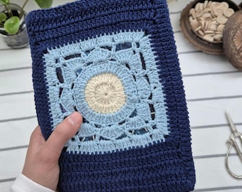 Handmade Crochet Mandala Book Sleeve, Boho Book Cover