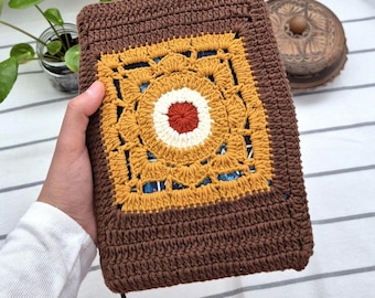 Crochet Boho Motifs Book Sleeve, Vintage Style Book Protection