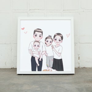 Portrait de famille personnalisé dessiné à la main : caricature personnalisée pour des cadeaux uniques, parfaite pour les anniversaires, les mariages, la Saint-Valentin !