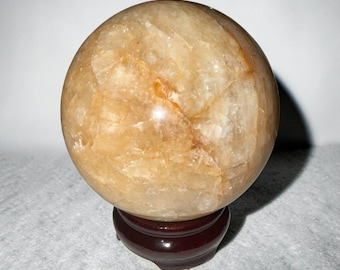 81.3mm Golden Healer Quartz Sphere – 1.68 lbs – High Energy Healing Crystal