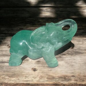 Fluorite Elephant - Etsy Green (baja) Fluorite Elephant Carving main image 0