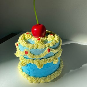 Handgemachte Gefälschte Kuchen Kirsch Trinket Schmuckschatulle