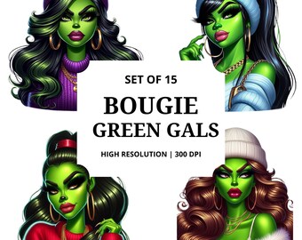 Bougie Green Grinch Girls Art | 300 DPI Digital Downloads