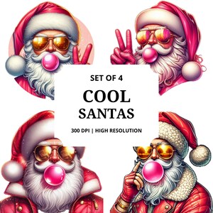 Cool Santa | Christmas | Blowing Bubble | PNG |  Funny Santa With Sunglasses | Sublimation |  Digital Download | DTF