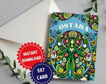 Enchanted Ostara Blessings Card - Instant Downloadable Card - Pagan Greeting - Witchy Celebration