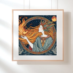 Brigid of Imbolc - Vibrant Illustrated Print for Pagan and Witch Decor