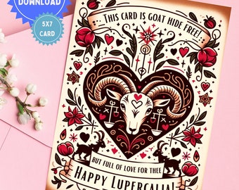 Lupa Pagan Valentine Printable Card - 'Goat-Hide Free' Lupercalia Card - Witchy - Love-Filled Celebrations - Witchy Valentine