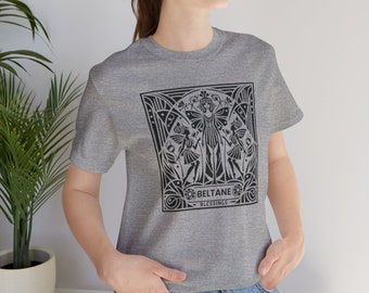 Blessed Beltane Faerie, Pagan, Witchy, Eclectic Art Tee for Beltane Celebration, Unique Gift Idea, Unisex Jersey Short Sleeve Tee