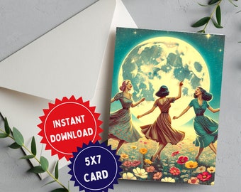 Ostara Moon Magic - Printable Card for Witches and Pagans - Pagan Greeting - Witchy Celebration