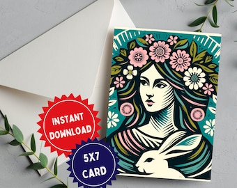 Pagan Spring Celebration - Instant Download Card for Ostara - Pagan Greeting - Witchy Celebration