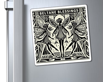 Beltane Blessings Magnet - Faerie Art - Pagan Wtichy Fridge - Kitchen Witch - Pagan Sabbat Art