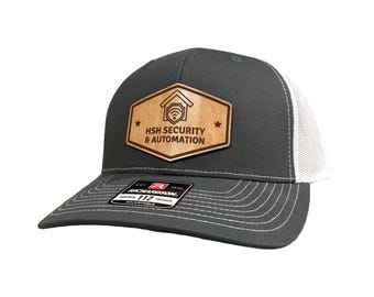 Leather Patch Hat - Custom Logo - Trucker Hat - Richardson 112 - Business Gift - Business Swag