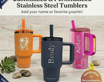 Personalized FrostBuddy Kids Tumbler 16oz, Engraved Name Cup, Custom Stainless Water Bottle, Kids Birthday Gift, Butterfly, Truck, Unicorn