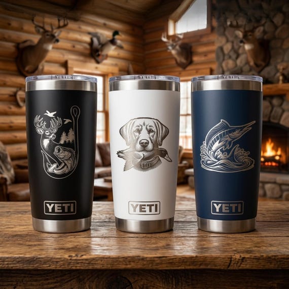 Yeti Rambler - Hunting & Fishing Designs - Personalized 20oz Cup - Fathers Day Gift - Outdoorsmen Gift - Groomsmen Gift