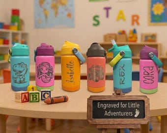 Personalized Kids Water Bottle, Custom Gift for Kids, Back to School, Camp Cup, Stainless Steel 12oz