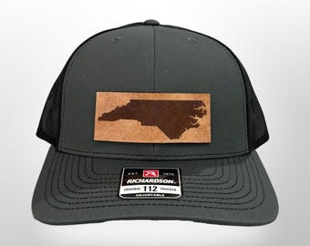 Leather Patch Hat - North Carolina Hat - State Hat - Trucker Hat - Richardson 112