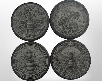 Honey Bee Slate Coasters - Bee Art - House Warming Gift - Wedding Gift - Bee Lover Gift - Birthday Gift - Kitchen Decor - Bar Decoration