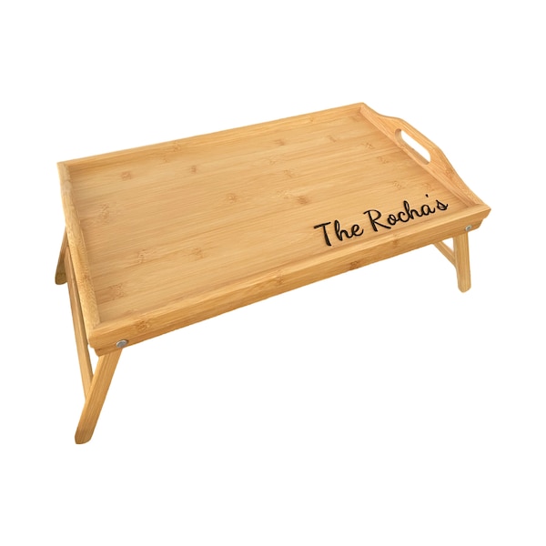 Serving Tray w/ Foldable Legs - 100% Bamboo - Personalized -  Wedding Gift - House Warming Gift - Birthday Gift