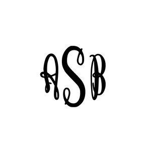 May include: Black monogram with the letters ASB in a classic, elegant script. The letters are arranged in a circular format, with the 'S' in the center and the 'A' and 'B' on either side. The background is plain white.