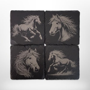 Horse Slate Coaster Set - House Warming Gift - Wedding Gift - Horse Gift - Realtor Gift - Birthday Present - Christmas Gift