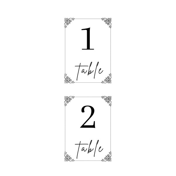 Classic Framed Table Numbers