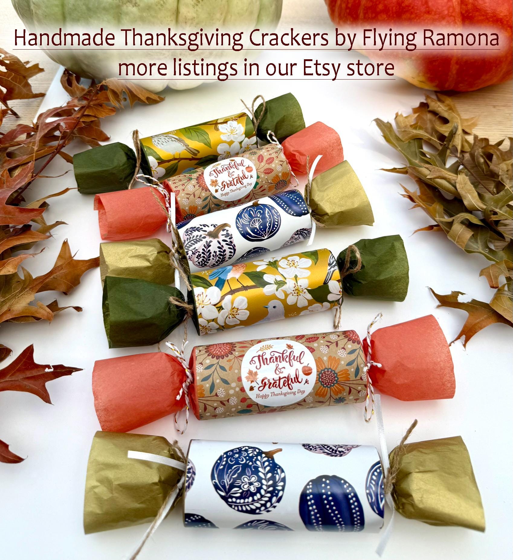 Handmade Thanksgiving Crackers Sustainable Holiday Favors Etsy