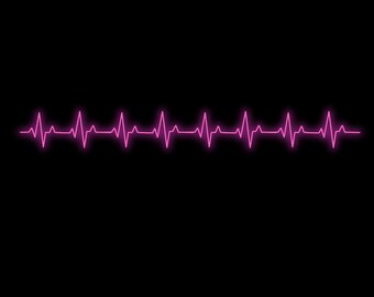 Pink Neon Heartbeat Strip PNG SVG | EKG Heart Monitor Clipart (Digital Download)