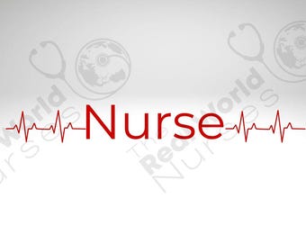 Nurse Heartbeat SVG PNG | ECG Monitor Word Art (Digital Download)