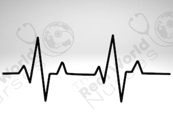 Double Heartbeat SVG PNG | ECG Monitor Word Art (Digital Download)