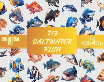 Salzwasserfisch-Clipart-Paket: 713 PNG-Dateien (kommerzielle Nutzung)